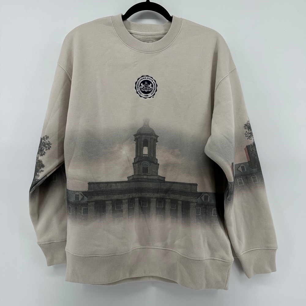 Penn State University Old Main Graphic Crewneck Sweatshirt Tan Womens XL